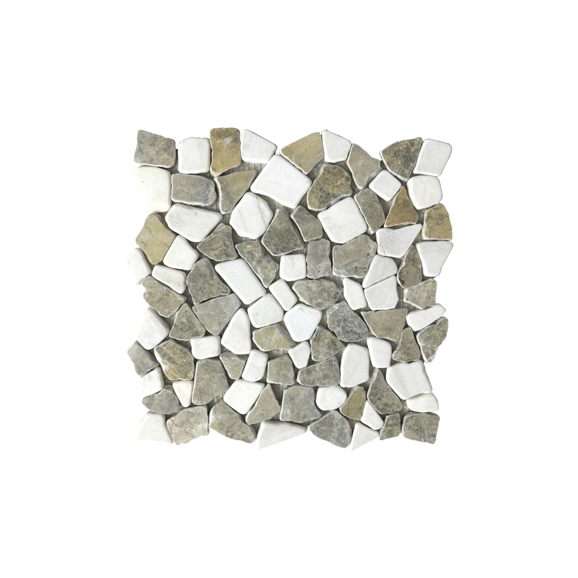 Đá Mosaic Dán Rối Crazy Tumbled Trắng Sữa, Vàng Dăm Kết Bóng