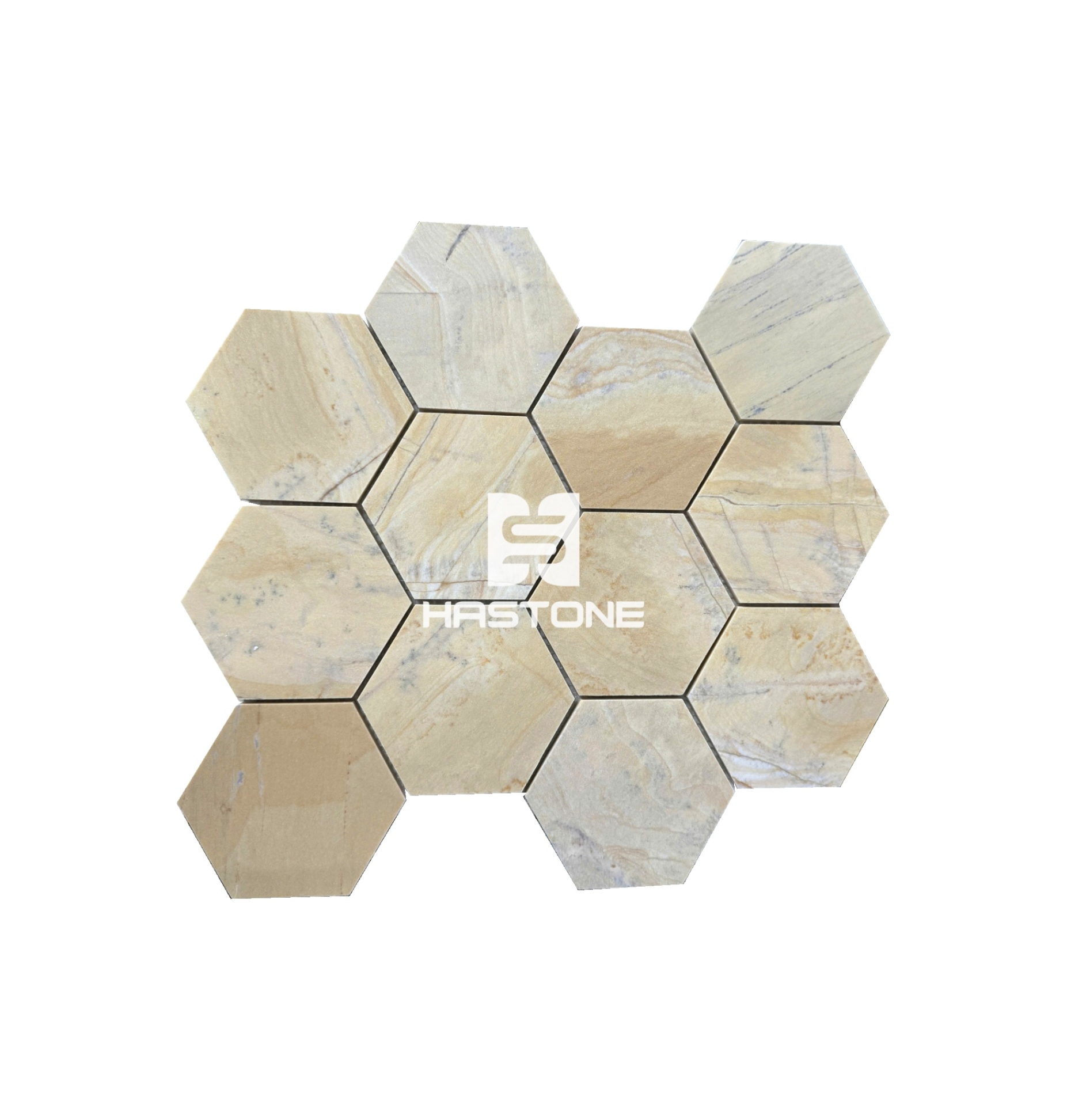 Đá Mosaic Hex 4'' Vàng Nhạt Honed