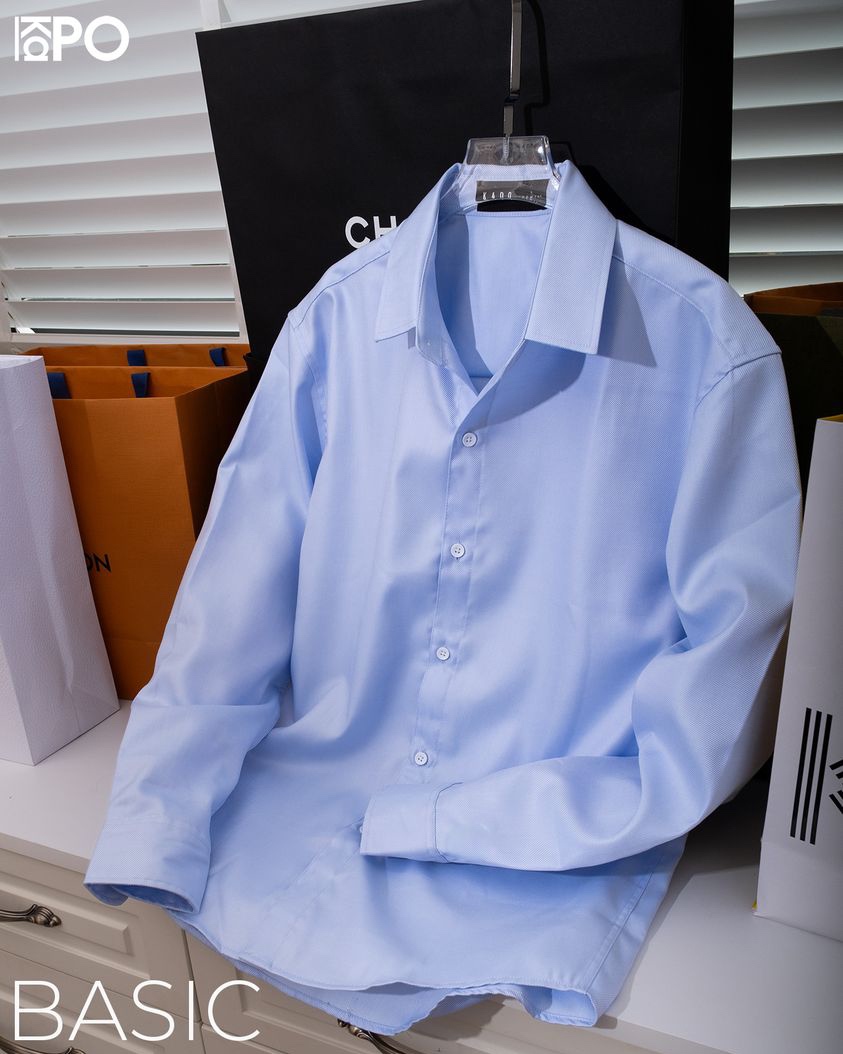 Sơ mi nam tay dài xanh BASIC LONG SLEEVE SHIRT