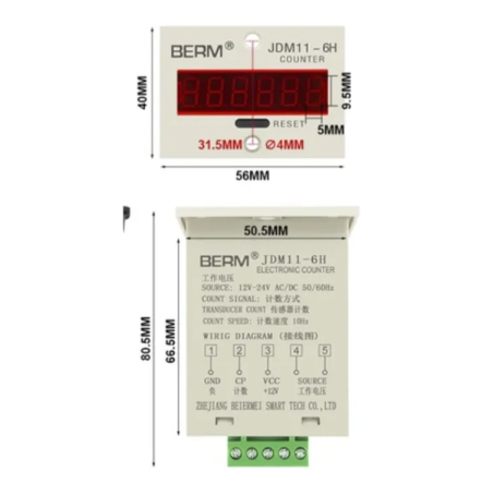 Bộ đếm sản phẩm JDM11-6H 220V / chính hãng BERM / counter có nguồn 12V cho cảm biến - K3H4