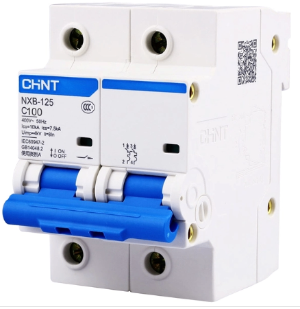 Át điện MCB 2 pha 100A NXB-125 2P C100 / chính hãng Chint /Aptomat MCB 2P 63A Chint NXB-125 C100