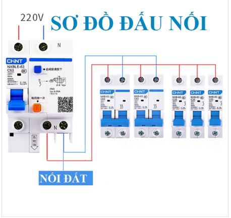 Át chống rò NXBLE-32 32A 1P+N / chính hãng Chint / Aptomat chống giật RCBO C32