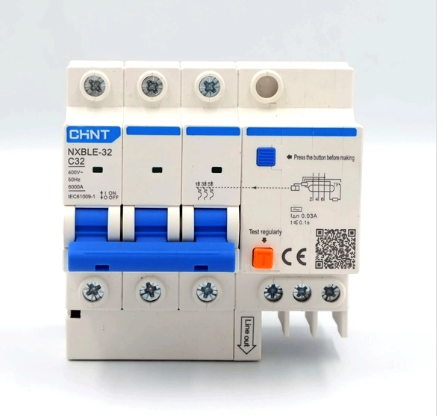Át chống rò 3 pha NXBLE-32 32A 3P+N / chính hãng Chint / Aptomat chống giật RCBO C32