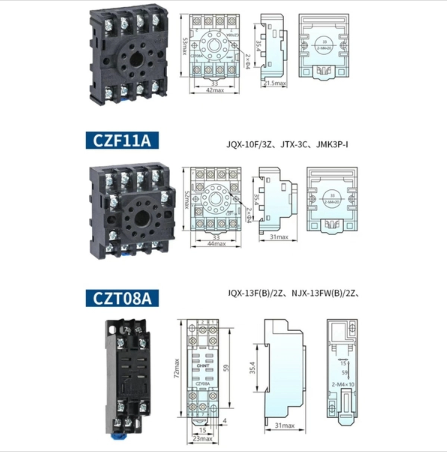 Đế rơ le trung gian 8 chân tròn CZF08A / chính hãng Chint / cho relay , timer AH3 ST3P, PF083A - D1H8