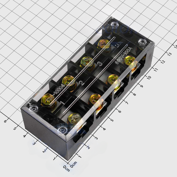 TBC10004 Terminal Khối Tủ Điện 4 Cực 100A 600V Cỡ Dây 2.5-16mm2