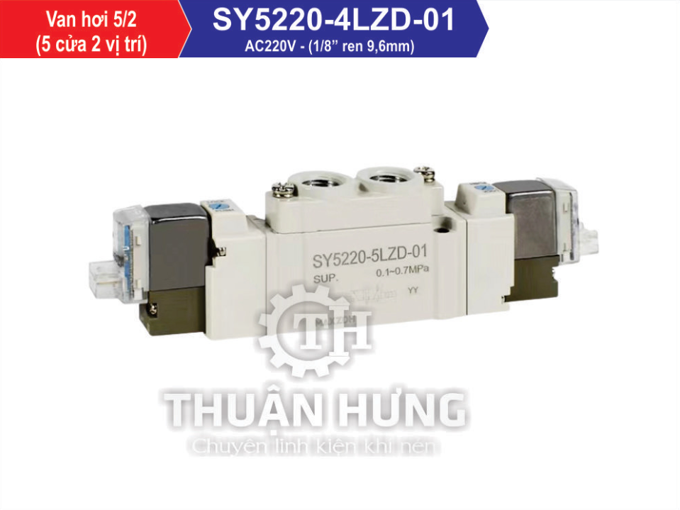 Van Điện Từ Khí Nén SMC SY5220-4LZD-01 (Van Khí Nén 5/2, Ren 9,6mm, AC220V)