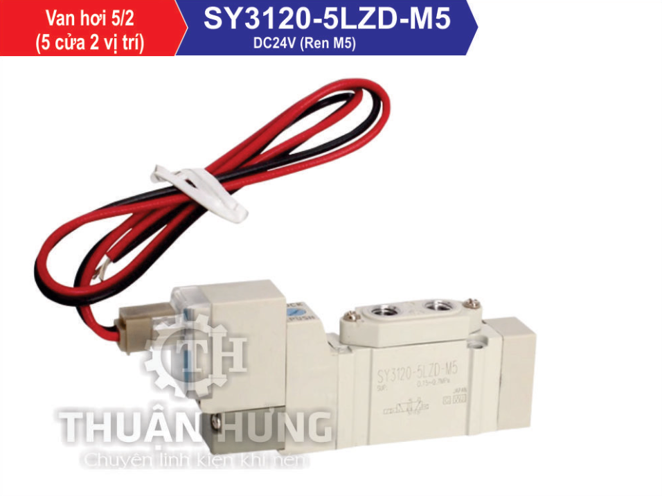 Van Điện Từ Khí Nén SMC SY3120-5LZD-M5 (Van Khí Nén 5/2, Ren M5, DC24V)