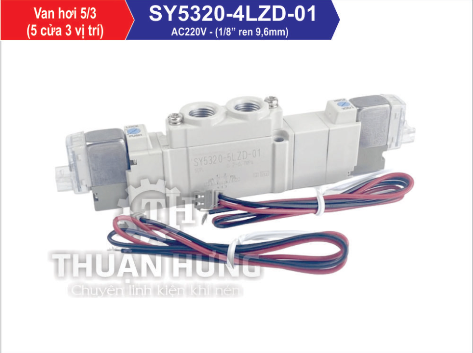 Van Điện Từ Khí Nén SMC SY5320-4LZD-01 (Van Khí Nén 5/3, Ren 9,6mm, AC220V)