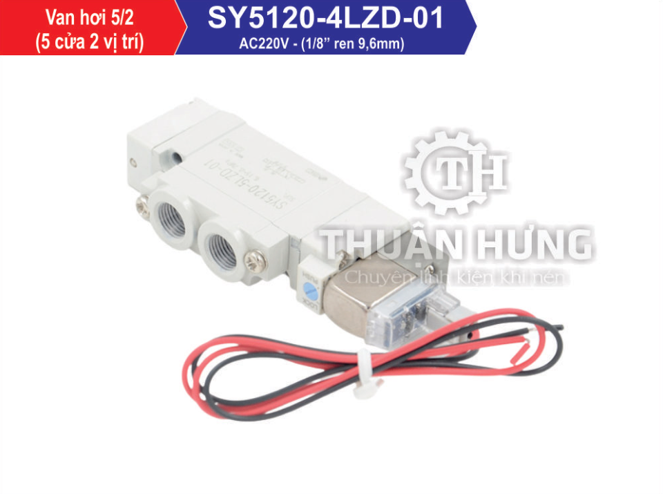 Van Điện Từ Khí Nén SMC SY5120-4LZD-01 (Van Khí Nén 5/2, Ren 9,6mm, AC220V)