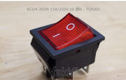 Công tắc nguồn KCD4-202N 15A/250V size 25.4x31mm có đèn LED sáng màu đỏ