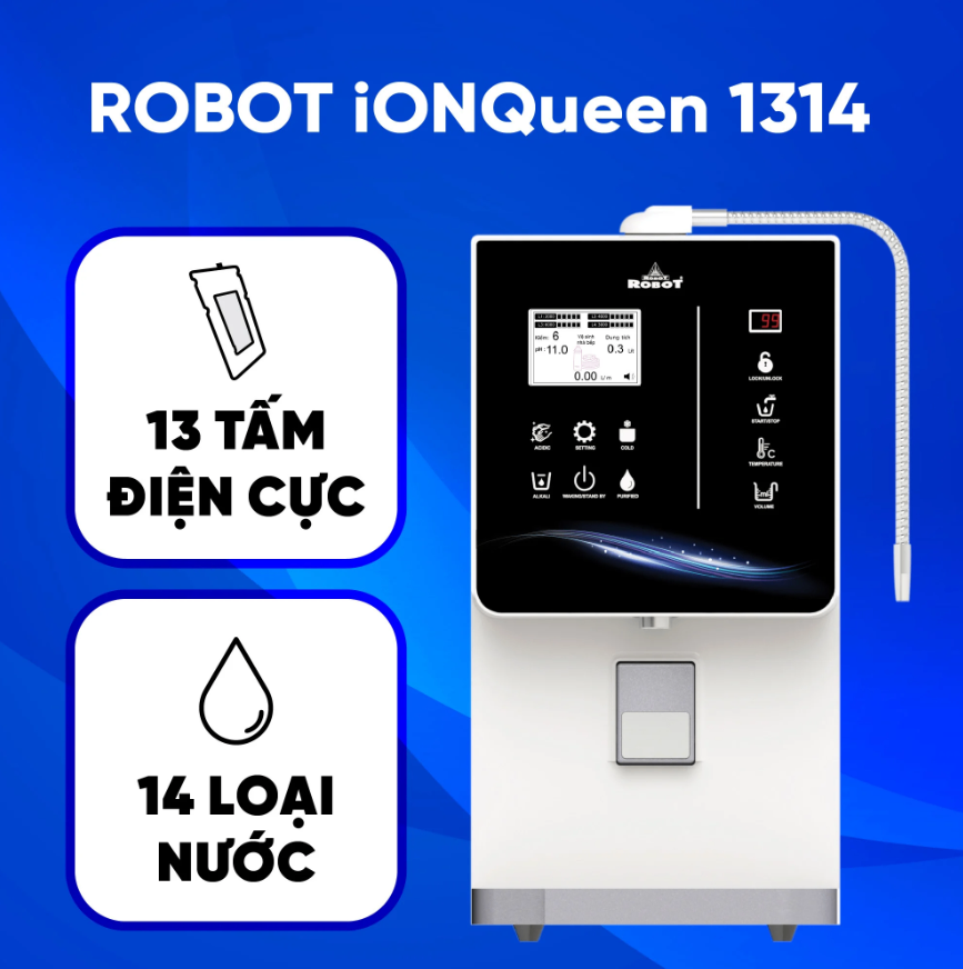 MÁY LỌC NƯỚC ION KIỀM - NÓNG THÔNG MINH - LẠNH IONQUEEN 1314