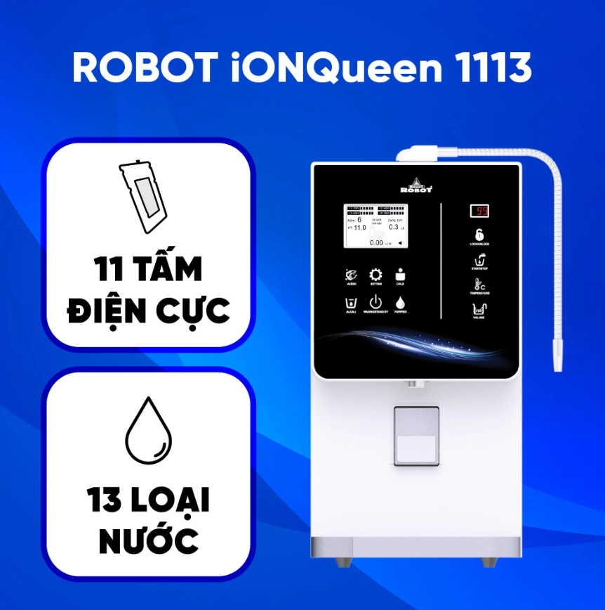 MÁY LỌC NƯỚC ION KIỀM - NÓNG THÔNG MINH - LẠNH IONQUEEN 1113