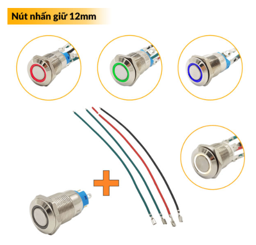 Nút nhấn tự giữ kim loại 12mm