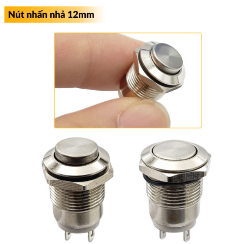 Nút nhấn nhả kim loại 12mm mặt phẳng