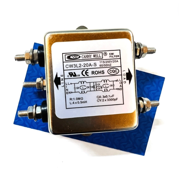 Bộ Lọc nguồn chống nhiễu 1 pha 2 tầng 20A EMI CW3L2-20A-S / chính hãng CANNY WELL
