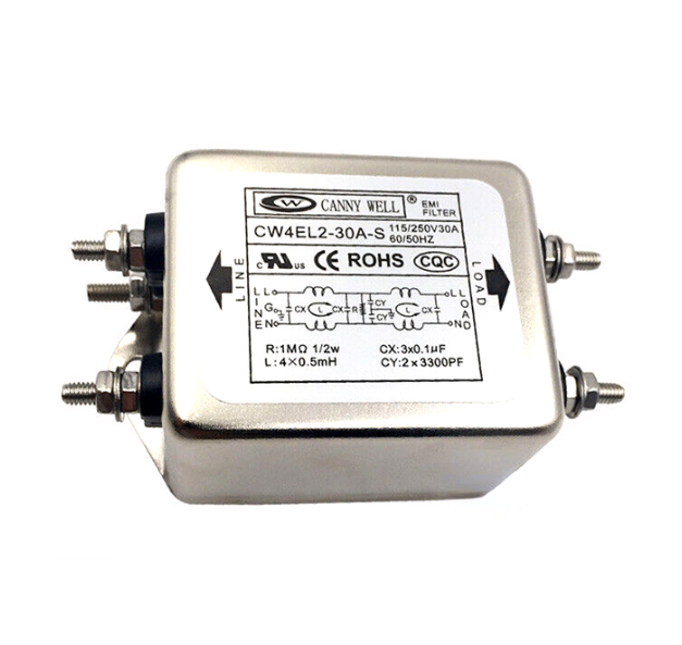 Bộ lọc nguồn chống nhiễu 1 pha 2 tầng EMI 30A CW4EL2-30A-S AC220V / chính hãng CANNY WELL - A6H6