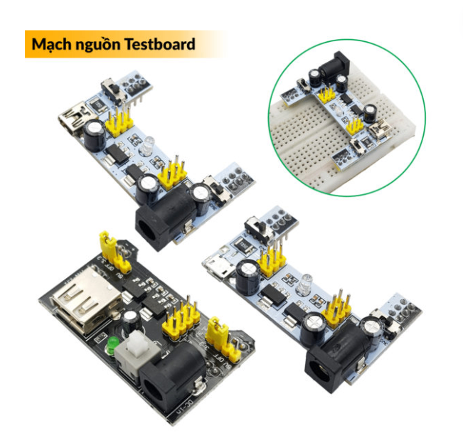 Mạch nguồn cho Testboard Breadboard MB-102 830 ngõ ra 3.3V / 5V Đầu vào Micro USB