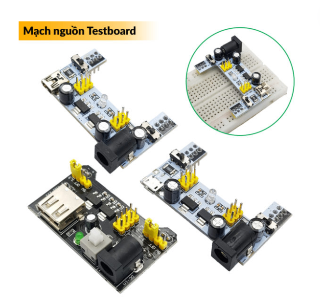 Mạch nguồn cho Testboard Breadboard MB-102 830 ngõ ra 3.3V / 5V Đầu vào Micro USB