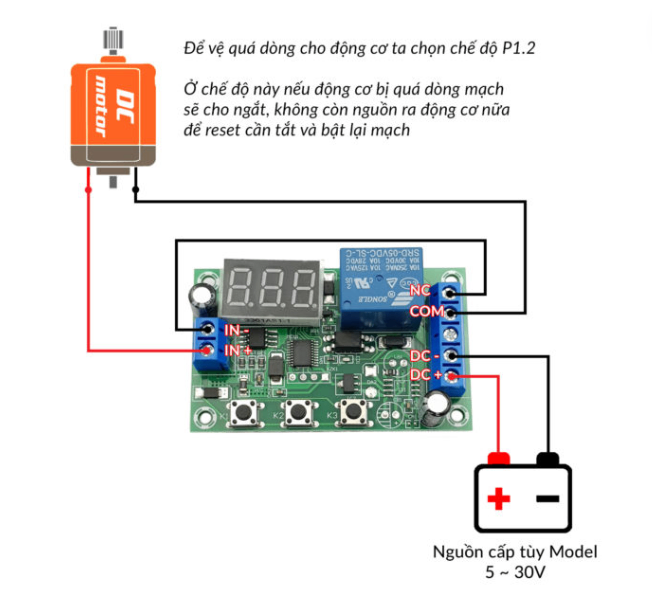 Mạch bảo vệ quá dòng DC 0-10A 5V DC