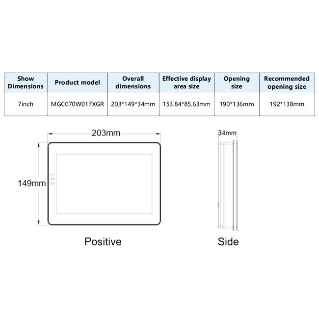 Màn hình cảm ứng HMI Kinseal MGC070W017XGRRADE 7 inch MGC070 cổng mạng Lan Ethernet 2 COM DB9 RS232 RS485 RS422 192X138 MGC