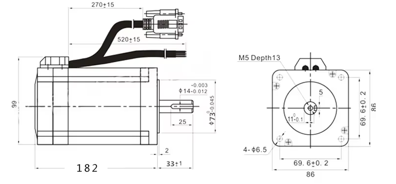 Bộ động cơ bước Hybrid Servo PFDE 86HSE12N mặt bích 86 mô men 12Nm - Bộ động cơ bước