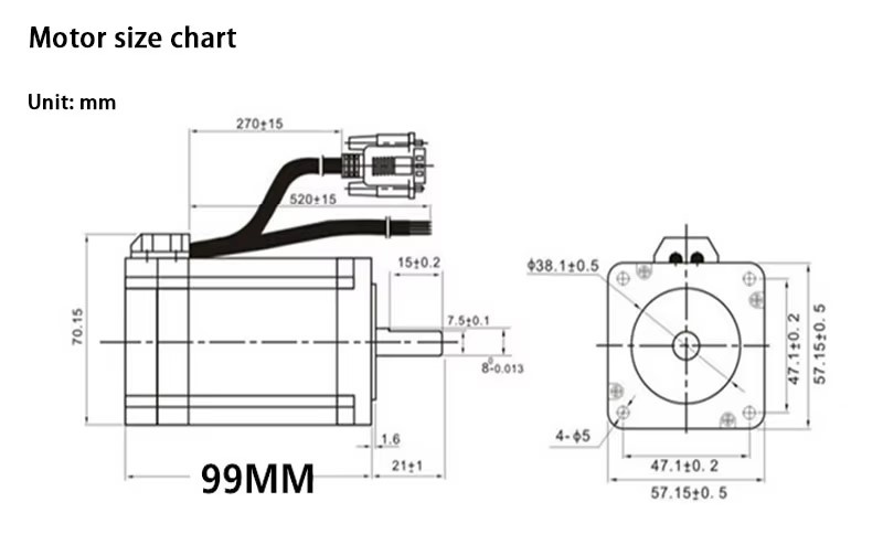 Động cơ bước Hybrid Servo PFDE 57HSE2.2N mặt bích 57 mô men 2.2Nm