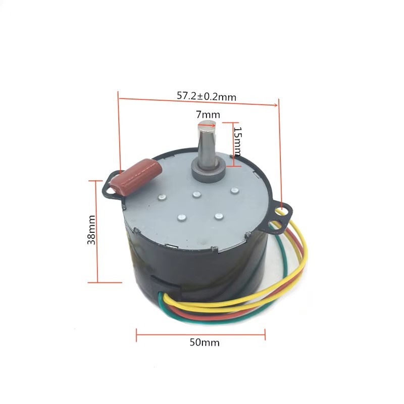 Động Cơ motor giảm tốc 50KTYZ 2.5R 2,5 vòng quay phút  trục tròn có lỗ 7mm 6W 220VAC 1 Pha có đảo chiều quay CW/CCW