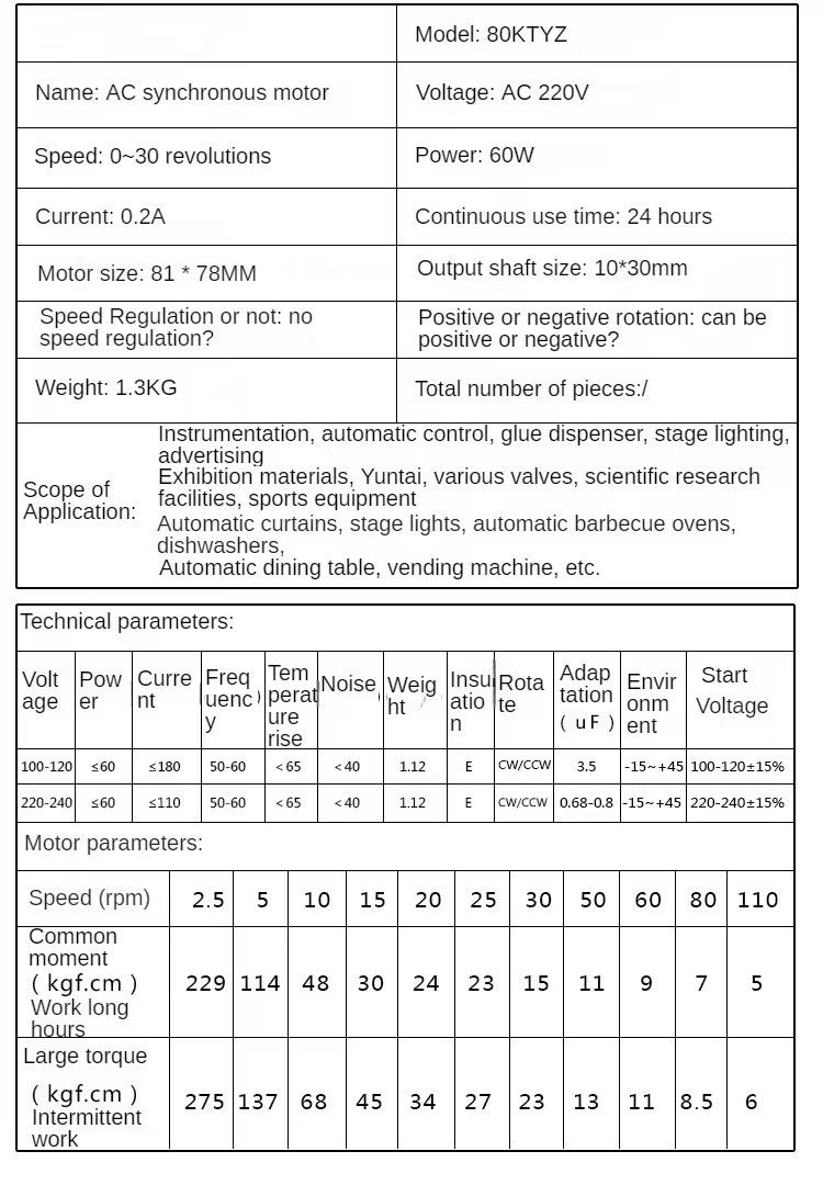 Động cơ motor giảm tốc 80KTYZ 80R 80 vòng quay phút trục 10mm 60W 220VAC 1 Pha có đảo chiều quay CW/CCW