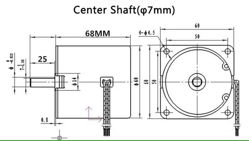 Động Cơ motor giảm tốc 68KTYZ 30R 30 vòng quay phút  trục tròn có lỗ 7mm 220VAC 1 Pha có đảo chiều quay CW/CCW