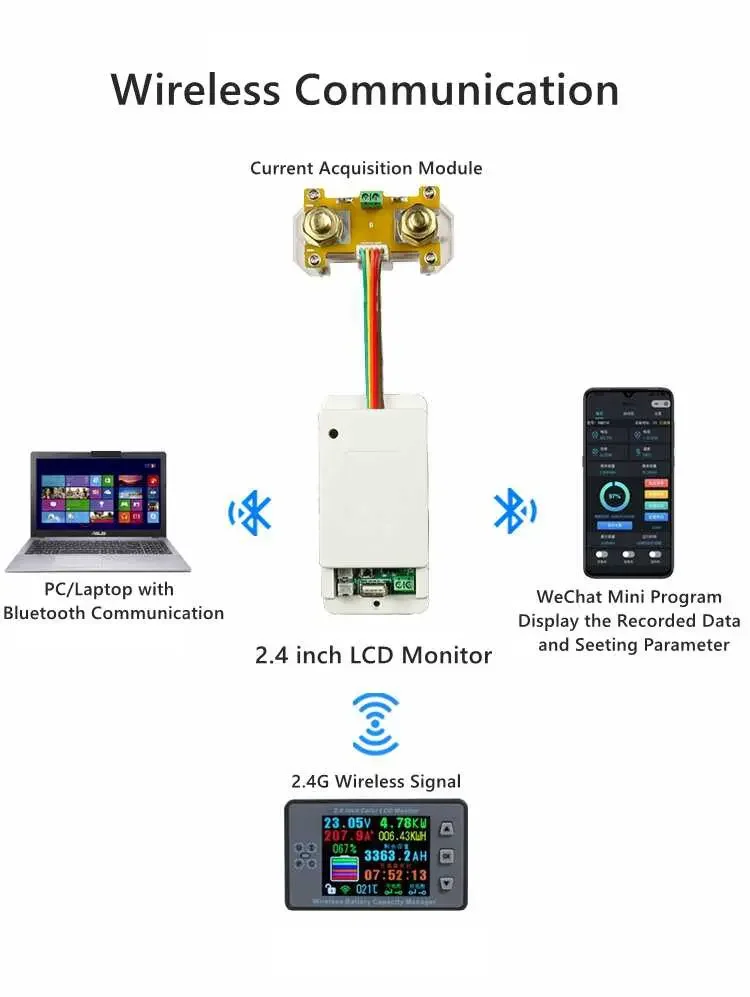 Meter LCD Screen Multifunctional Wireless 0-120V 100AH