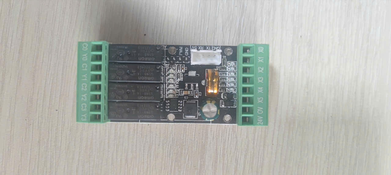 Board mạch PLC Mini PTL WS2N Mitsubishi FX2N-10MR -S, 6 In/ 4 Out RELAY, TTL 9.6kbps, GX-Works 2, Analog 0-10V, có đế, DC12-24V - Mạch trần bắt vit