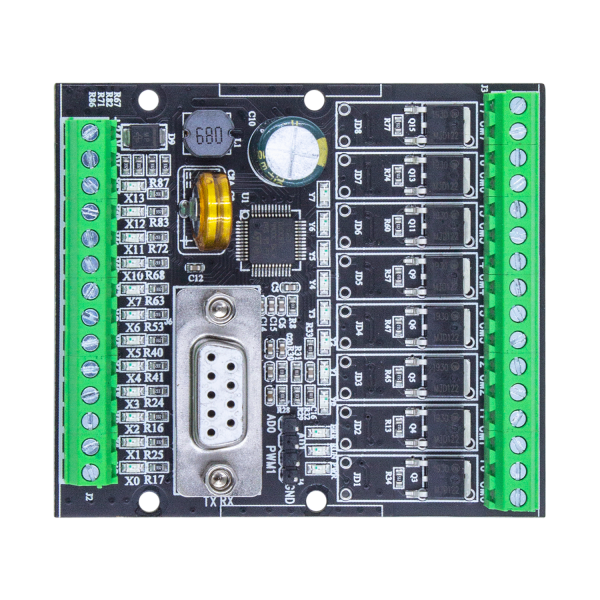 Board mạch PLC Mini PTL WS2N Mitsubishi FX2N-20MT -S, 12 In/ 8 Out transistor, TTL,RS232 9.6kbps, GX-Works 2, Analog 0-10V, có đế, DC12-24V - Mạch trần RS232