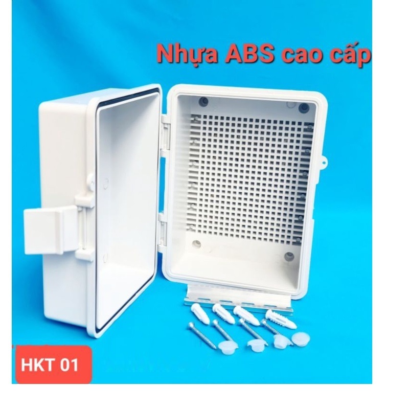 [Hộp kỹ thuật HKT01] 190x150x115mm - Nhựa ABS chống cháy | Lắp CB, chống nước, ngoài trời | Chính hãng Hòa Thịnh