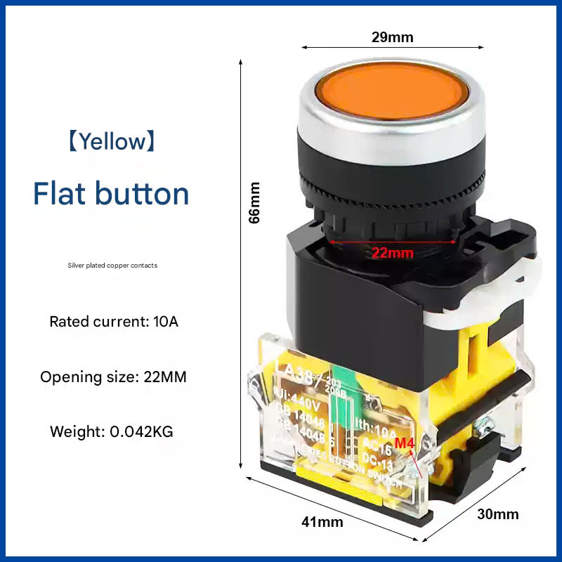 [Nút nhấn giữ] LA38-11BN 22mm - Màu vàng không đèn | Dùng trong công nghiệp | Chính hãng