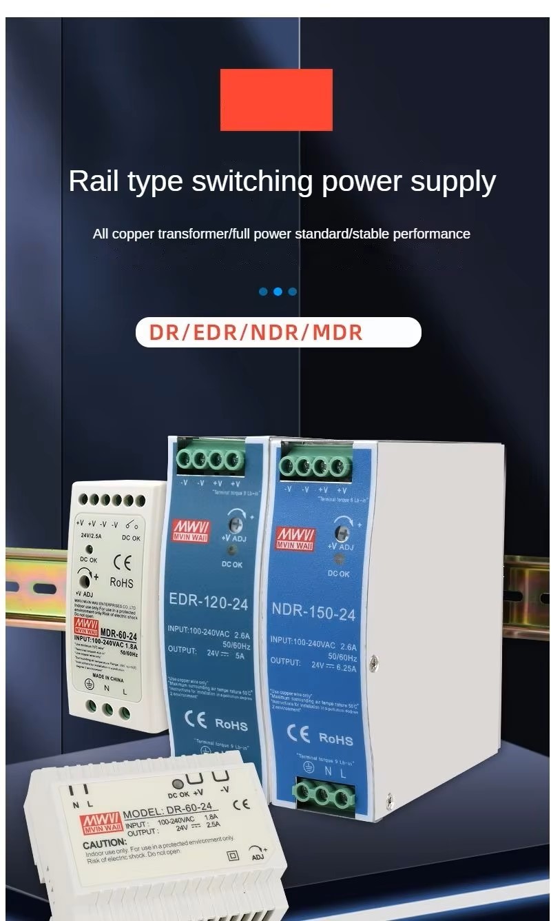 Bộ nguồn EDR-120-24 MEAN WELL 120W 24V 5A AC 90-264V / DC 127-370V tổ ong gài ray