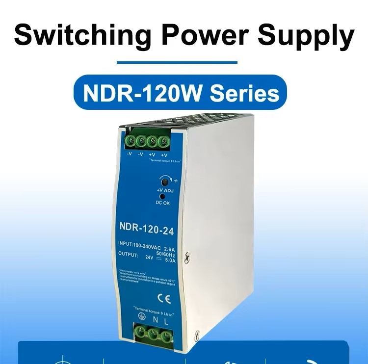 Bộ nguồn NDR-120-48 MEAN WELL 120W 48V 2.5A AC 90-264V / DC 127-370V tổ ong gài ray