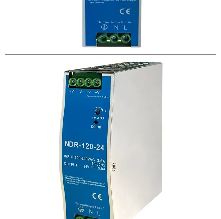 Bộ nguồn NDR-120-48 MEAN WELL 120W 48V 2.5A AC 90-264V / DC 127-370V tổ ong gài ray