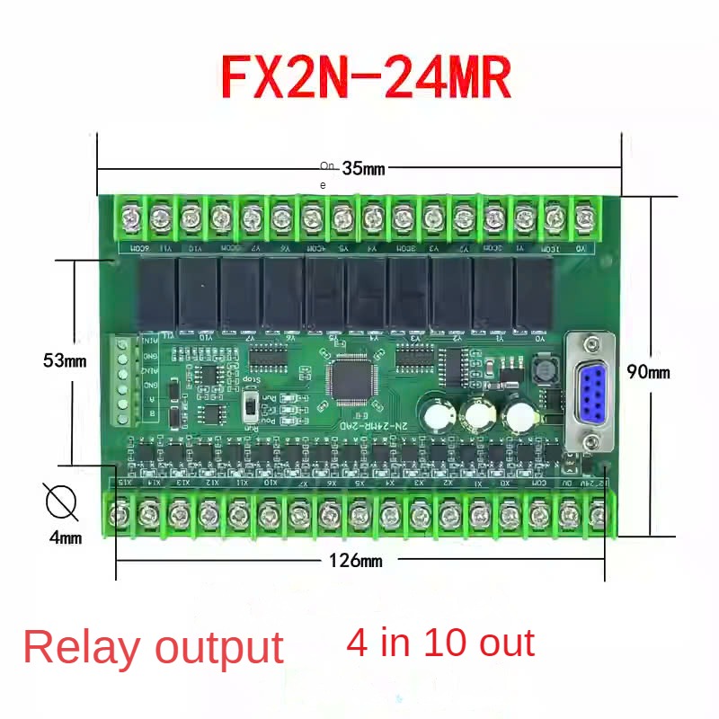 Board Mạch Lập Trình PLC JX FX2N-24MR: 14 Input 10 Output Relay, RS485 2AD, RS232 DB9,GX Works2 Mitsubishi - 24MR 485 mạch trần