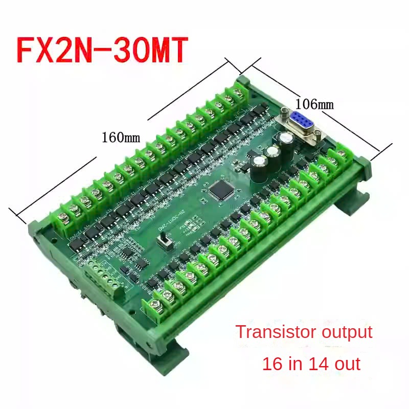 Board Mạch Lập Trình PLC JX FX2N-30MT: 16 Input 14 Output Transistor, RS485 2AD, RS232 DB9,GX Works2 Mitsubishi - 30MT 485 CÓ ĐẾ