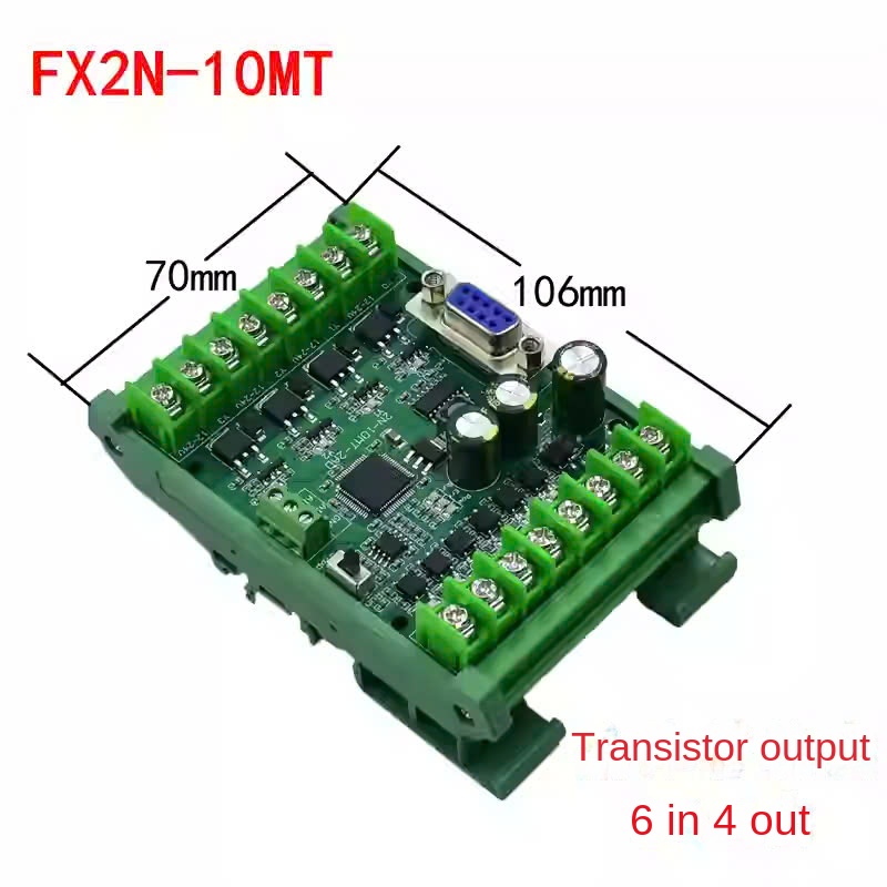 Board mạch lập trình PLC JX FX2N-10MT 6 input 4 output transistor Với 2AD RS232 DB9, GX Works2 Mitsubishi - 10MT CÓ ĐẾ
