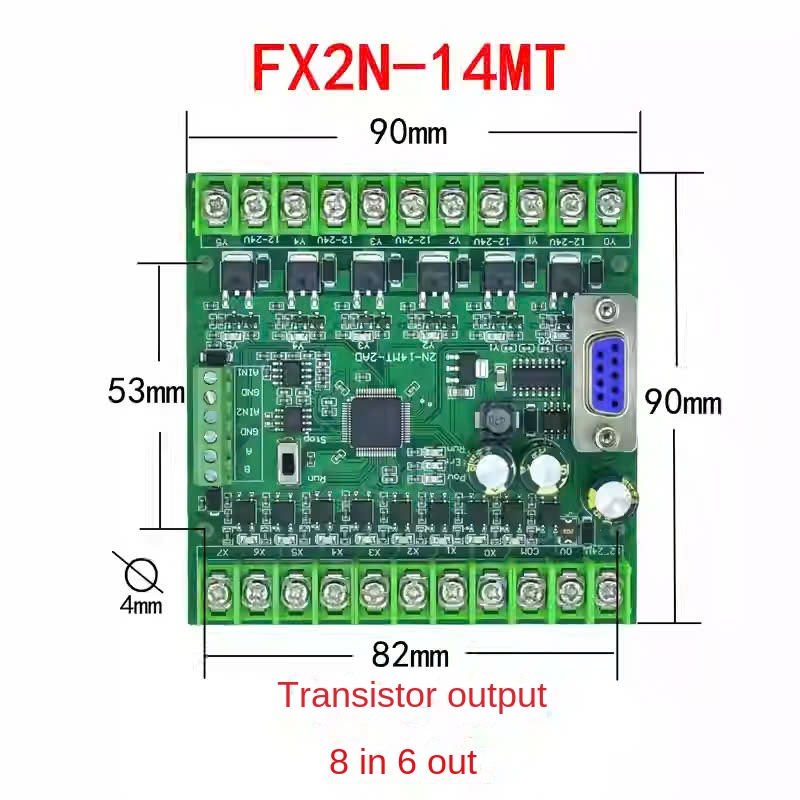 Board mạch lập trình PLC JX FX2N-14MT 8 input 6 output transistor Với RS485 2AD RS232 DB9, GX Works2 Mitsubishi - 14MR 485 mạch trần