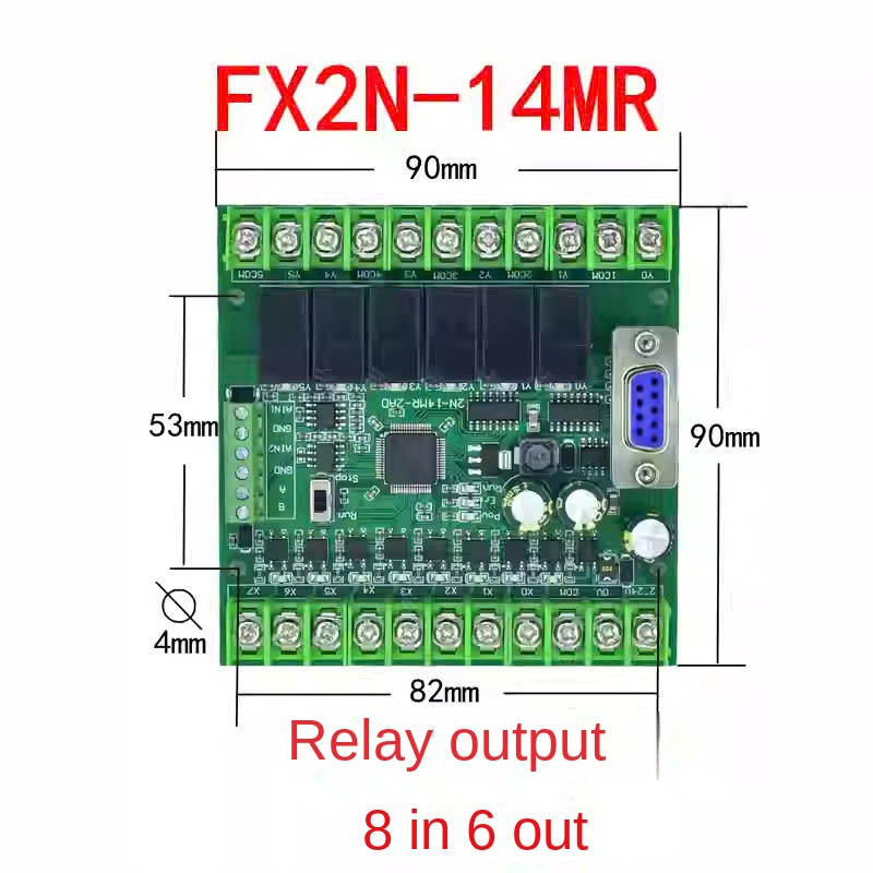 Board mạch lập trình PLC JX FX2N-14MR 8 input 6 output relay Với RS485 2AD RS232 DB9, GX Works2 Mitsubishi - 14MR 485 mạch trần