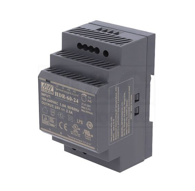 Bộ nguồn HDR-60-24 MEAN WELL 60W 24V 2.5A Cấp nguồn 85VAC-264VAC / 120VDC-370VDC bộ nguồn gài ray