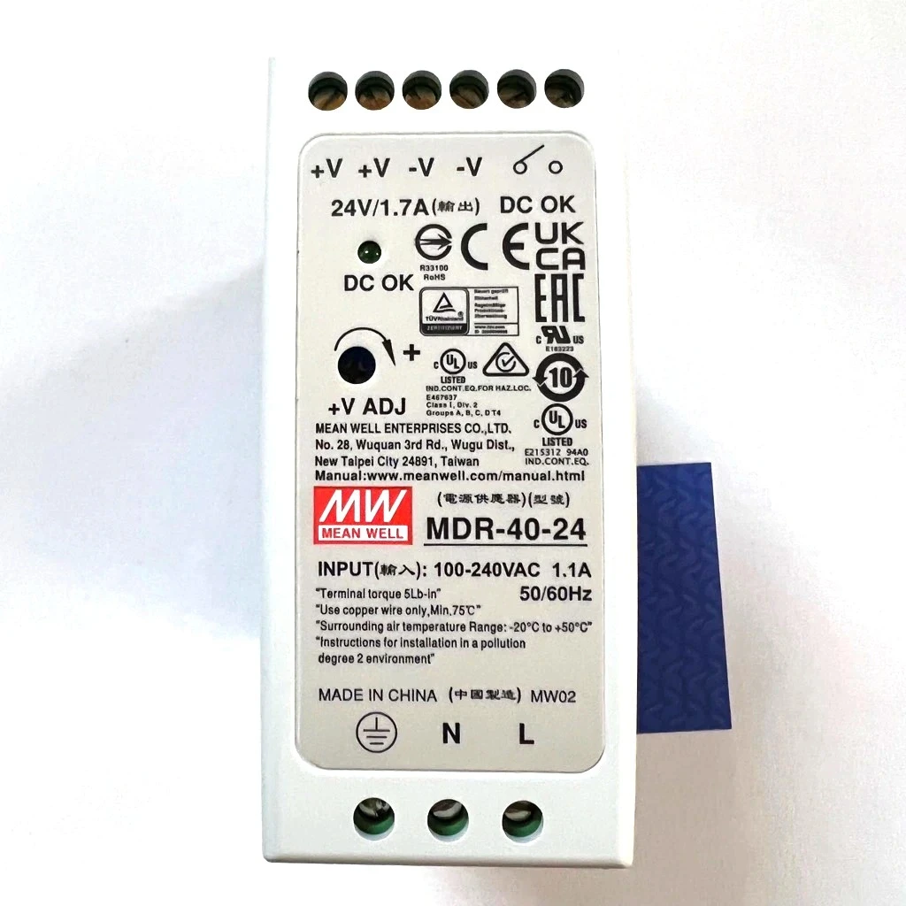 Bộ nguồn MDR-40-24 MEAN WELL 40.8W 24V 1.7A Cấp nguồn 85VAC-264VAC / 120VDC-370VDC bộ nguồn gài ray