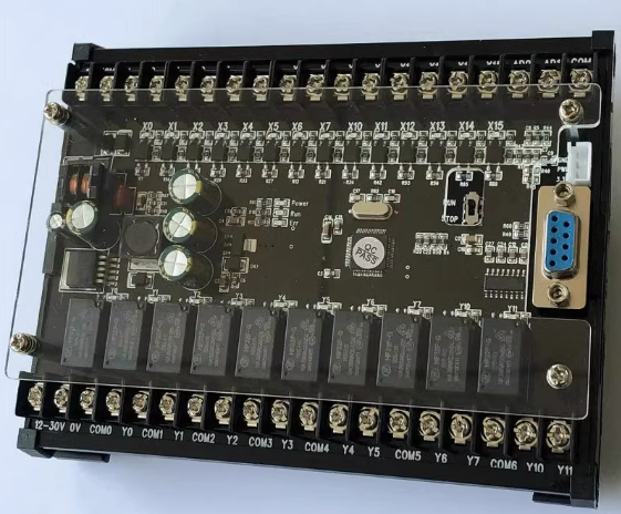 Board Mạch PLC EY FX2N: 24MR 14 input 10 output ngõ ra relay,2AD, Nguồn 24VDC, GX Works2 Mitsubishi - nắp che - FX2N-24MR (Có AD)