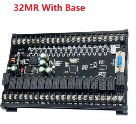 Board Mạch PLC EY FX2N: 32MR 32MT 16 input 16 output ngõ ra relay và transistor, AD, RTC, Nguồn 24VDC, GX Works2 Mitsubishi - nắp che - FX2N-32MR (Có AD)