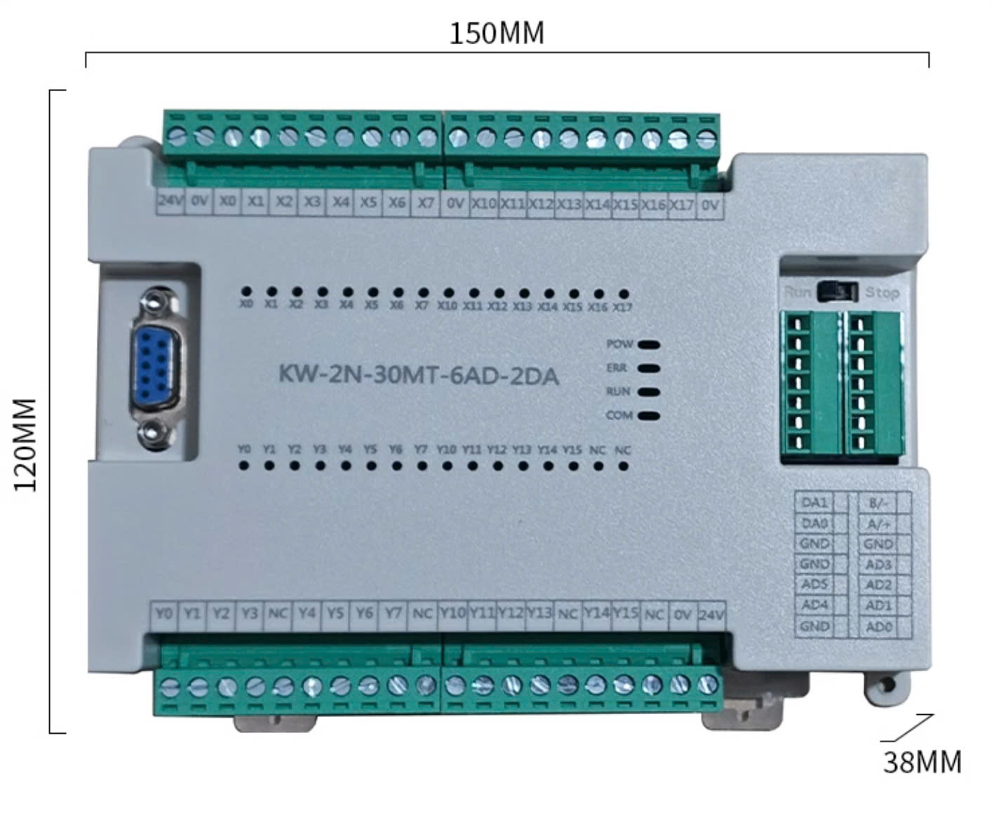 Board Mạch Lập Trình PLC KW FX2N / KW2N -30MR 16 Input 14 Output Transistor, AD/DA, RS232 DB9, RS485, NTC, 24VDC, GX Works2, - KW2N - 30mt transistor