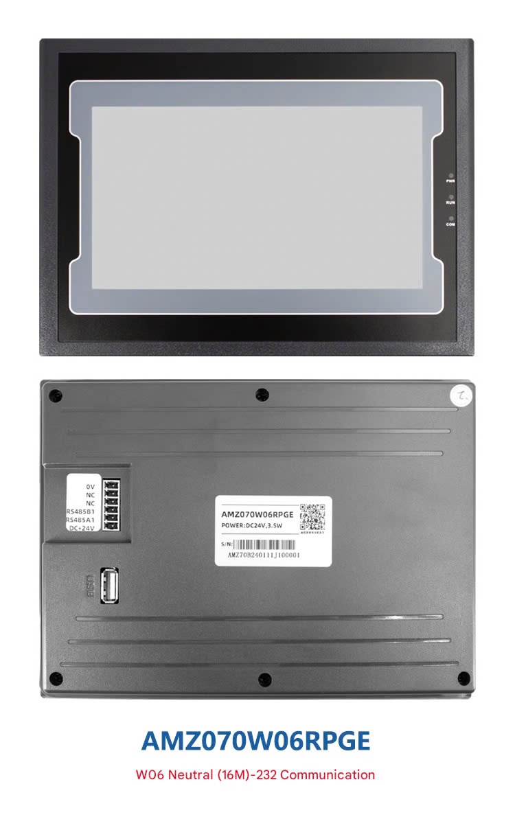 Màn hình cảm ứng HMI Kinseal AMZ070W06RPGE 7 inch AMZ070 RS232 cổng tín hiệu 6P 12-24V 192X138 AMZ
