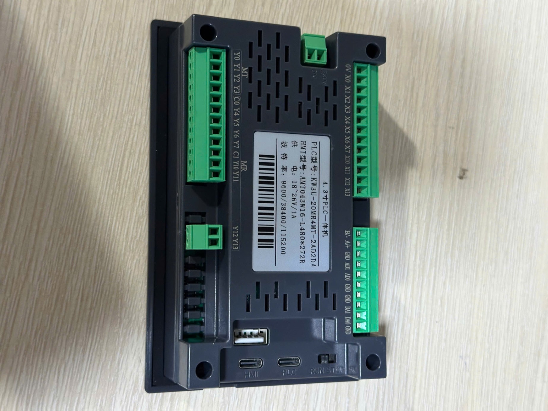 Màn Hình HMI 4inch Tích Hợp PLC FX3U 20MR/4MT 12 INPUT 8 OUTPUT RELAY 4 OUTPUT TRANSISTOR RS232 RS485 MODBUS , 2AD2DA , LẬP TRÌNH HMI AMT043W16 KINSEAL V5.1, PLC GX work2