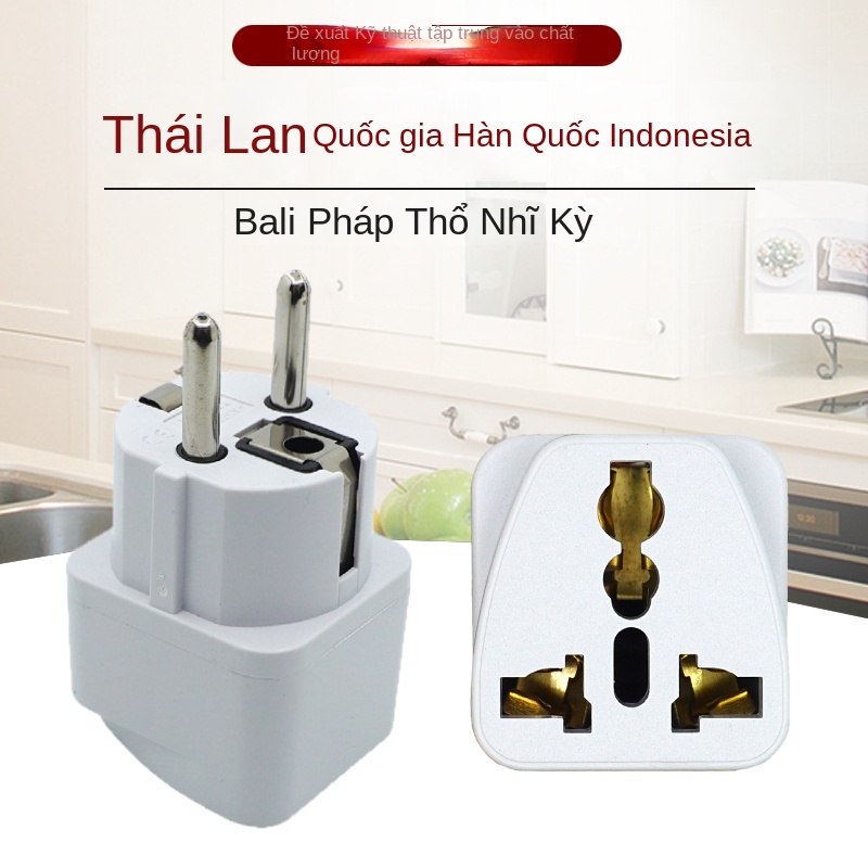 Adapter chuyển đổi EU/Đức – sạc du lịch, dùng cho Hàn, Thái, Nhật, VN, Indonesia
